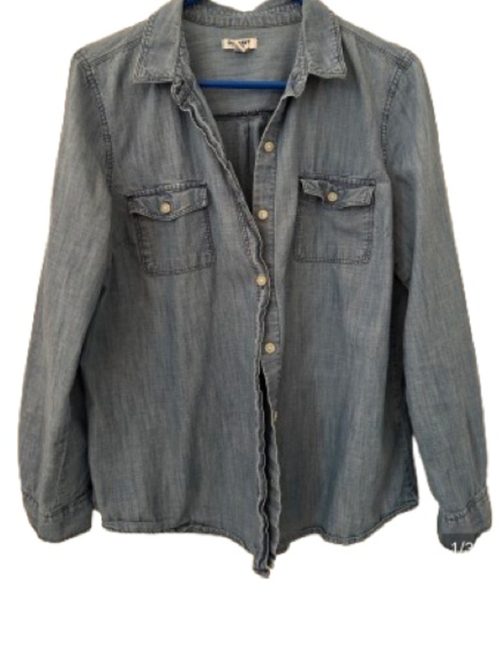 Old Navy Blue Denim L Button-Front Shirt Large